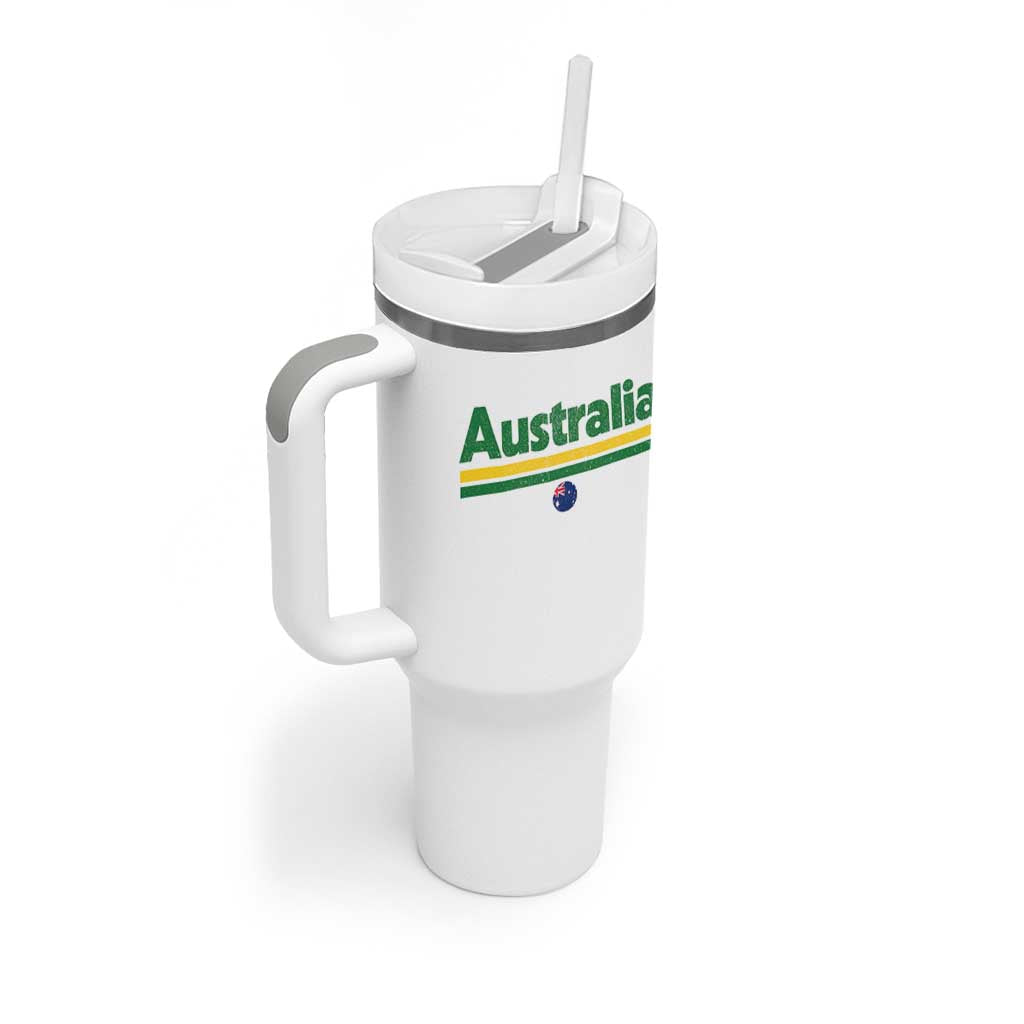 Australia Fan Tumbler With Handle Retro Vintage Flag Green Yellow Country Pride Distressed Graphic
