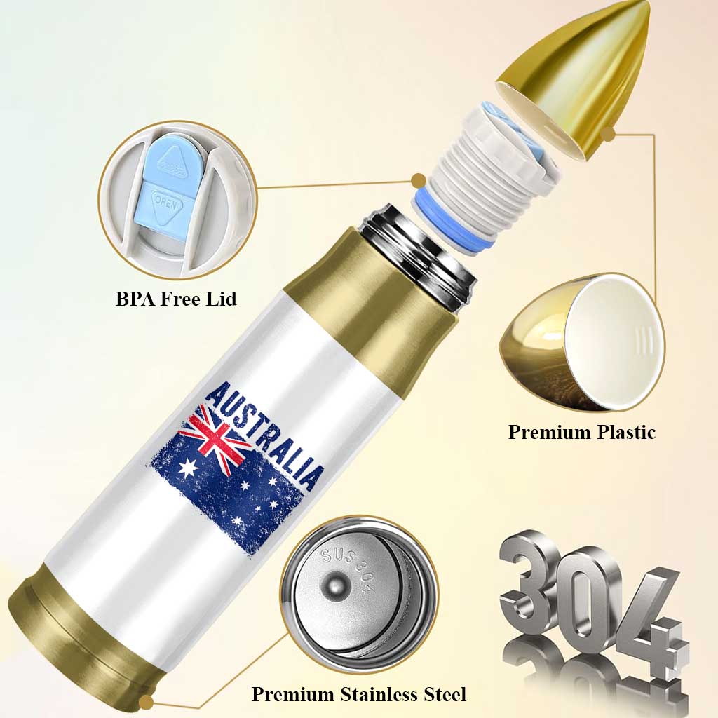 Vintage Australia Flag Bullet Tumbler Distressed Patriotic Country Pride Graphic