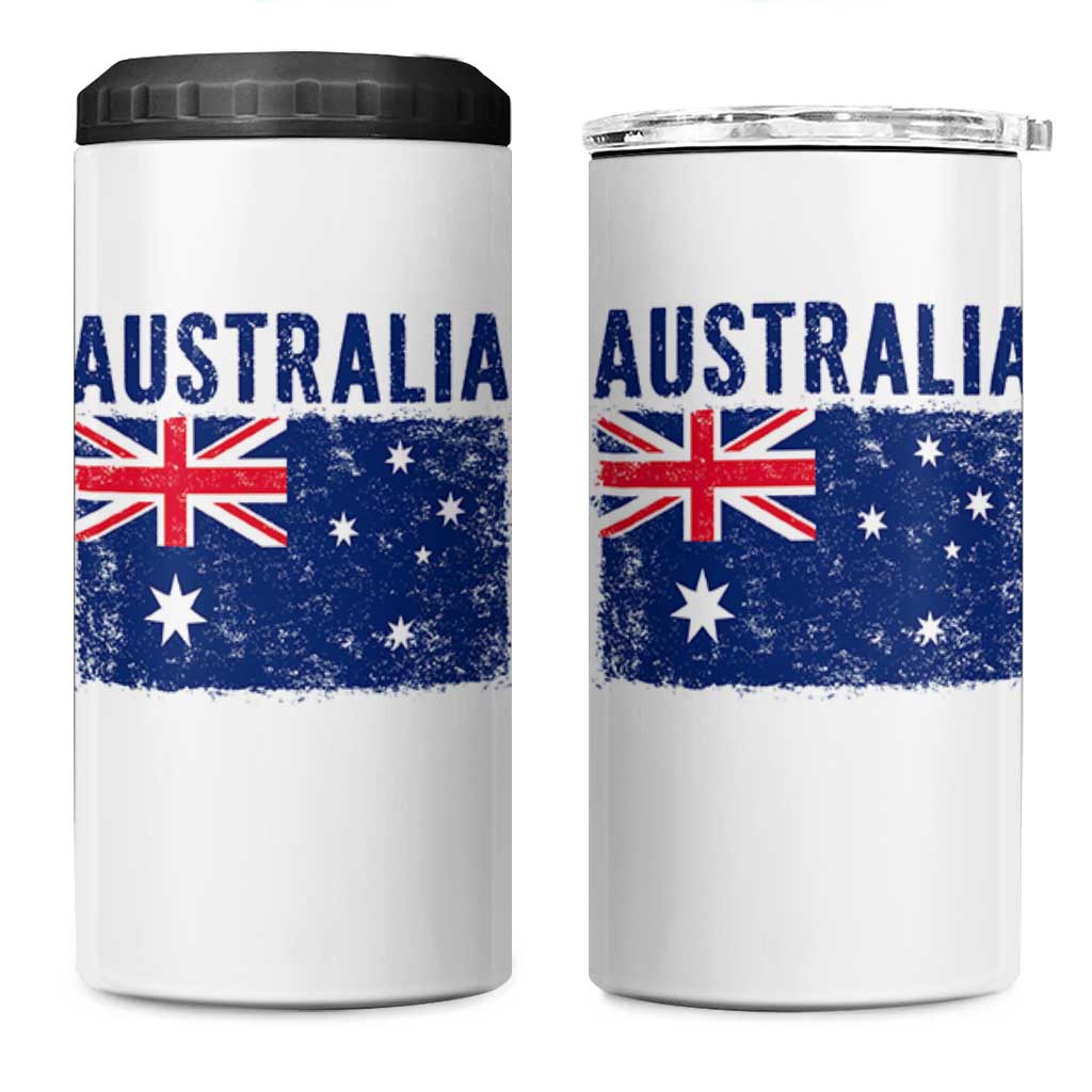Vintage Australia Flag 4 in 1 Can Cooler Tumbler Distressed Patriotic Country Pride Graphic