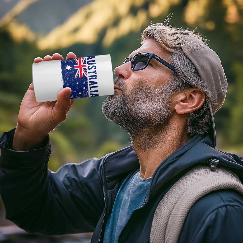 Vintage Australia Flag 4 in 1 Can Cooler Tumbler Distressed Patriotic Country Pride Graphic