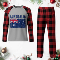Vintage Australia Flag Plaid Pajama Set Distressed Patriotic Country Pride Graphic