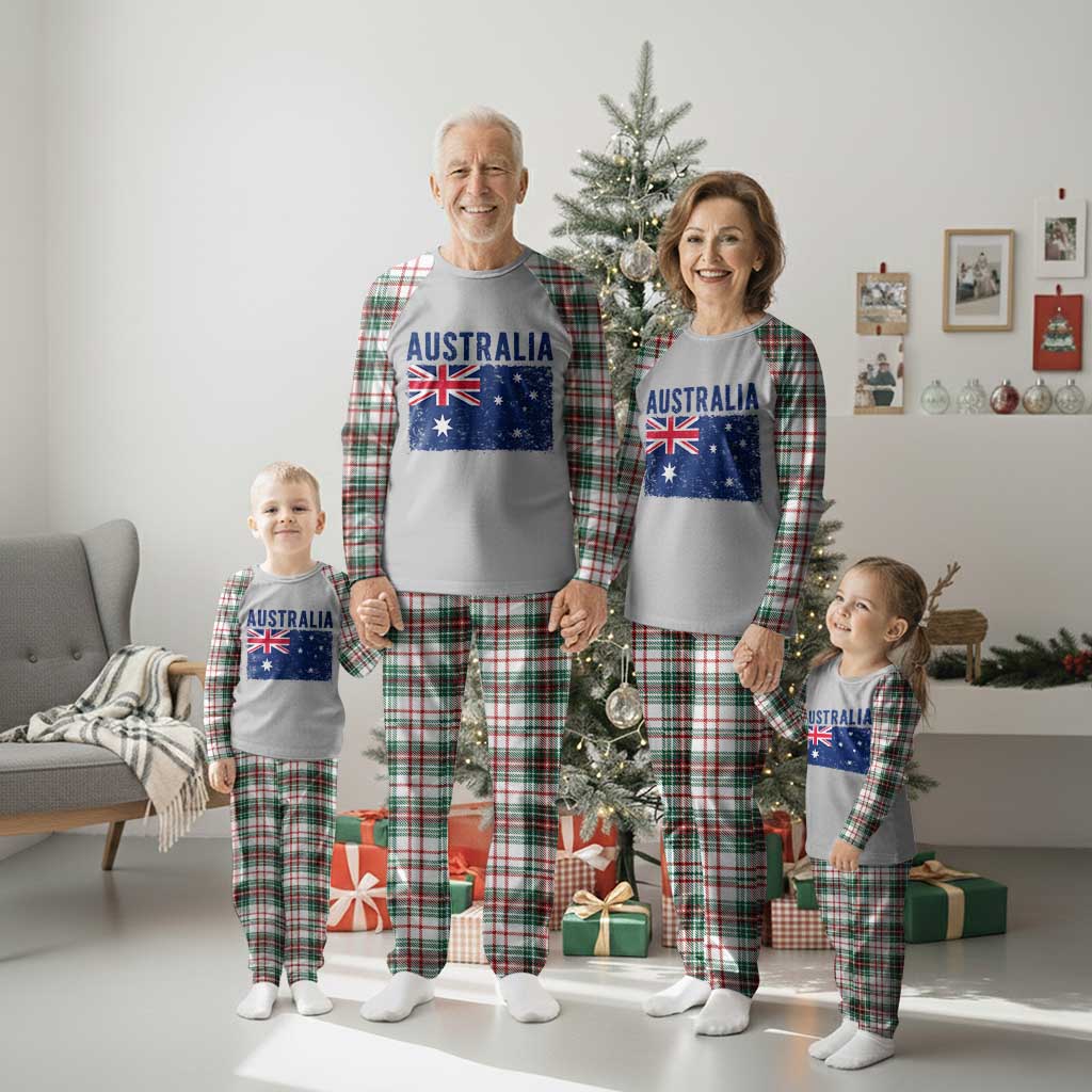 Vintage Australia Flag Plaid Pajama Set Distressed Patriotic Country Pride Graphic