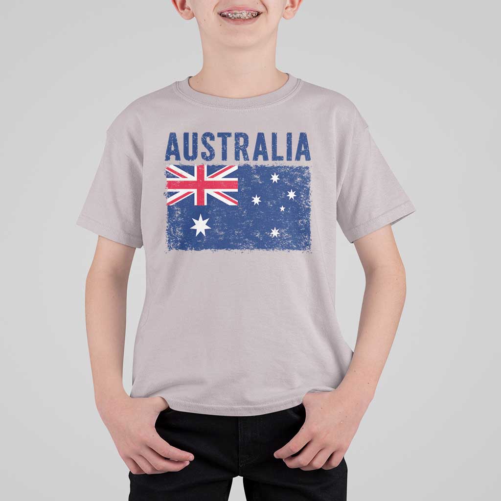 Vintage Australia Flag T Shirt For Kid Distressed Patriotic Country Pride Graphic