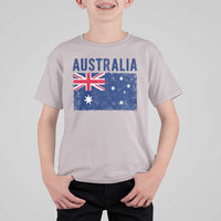 Vintage Australia Flag T Shirt For Kid Distressed Patriotic Country Pride Graphic