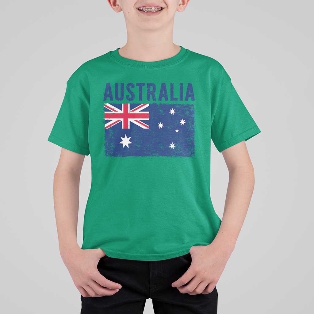 Vintage Australia Flag T Shirt For Kid Distressed Patriotic Country Pride Graphic