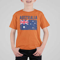 Vintage Australia Flag T Shirt For Kid Distressed Patriotic Country Pride Graphic