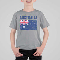 Vintage Australia Flag T Shirt For Kid Distressed Patriotic Country Pride Graphic