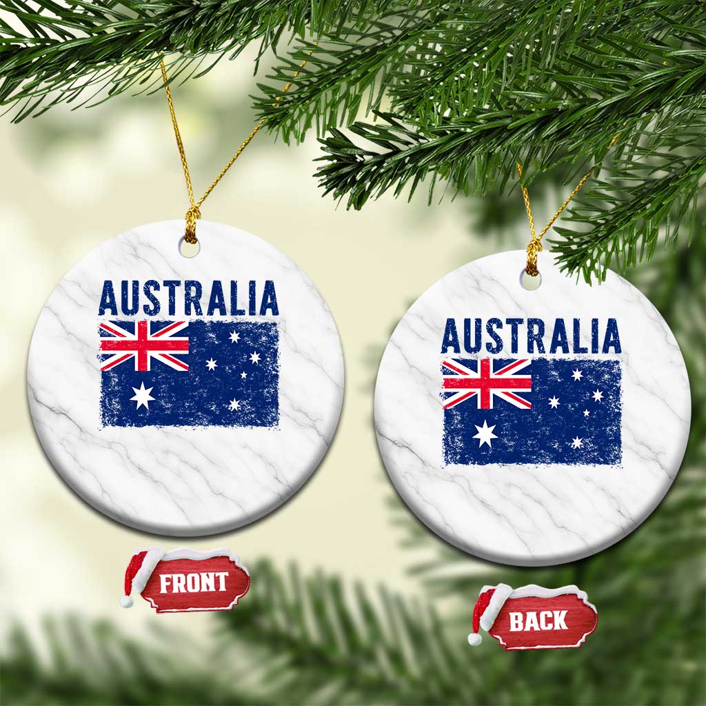 Vintage Australia Flag Ceramic Ornament Distressed Patriotic Country Pride Graphic