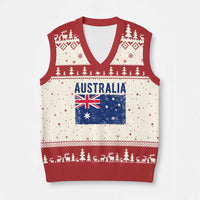 Vintage Australia Flag V-Neck Knit Sweater Vest Distressed Patriotic Country Pride Graphic