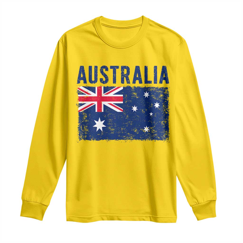 Vintage Australia Flag Long Sleeve Shirt Distressed Patriotic Country Pride Graphic