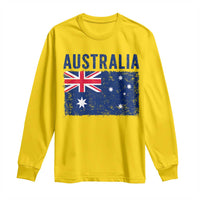 Vintage Australia Flag Long Sleeve Shirt Distressed Patriotic Country Pride Graphic