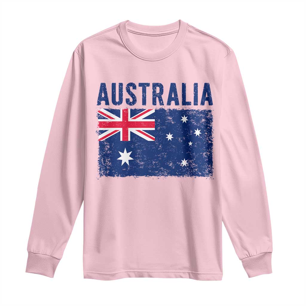 Vintage Australia Flag Long Sleeve Shirt Distressed Patriotic Country Pride Graphic