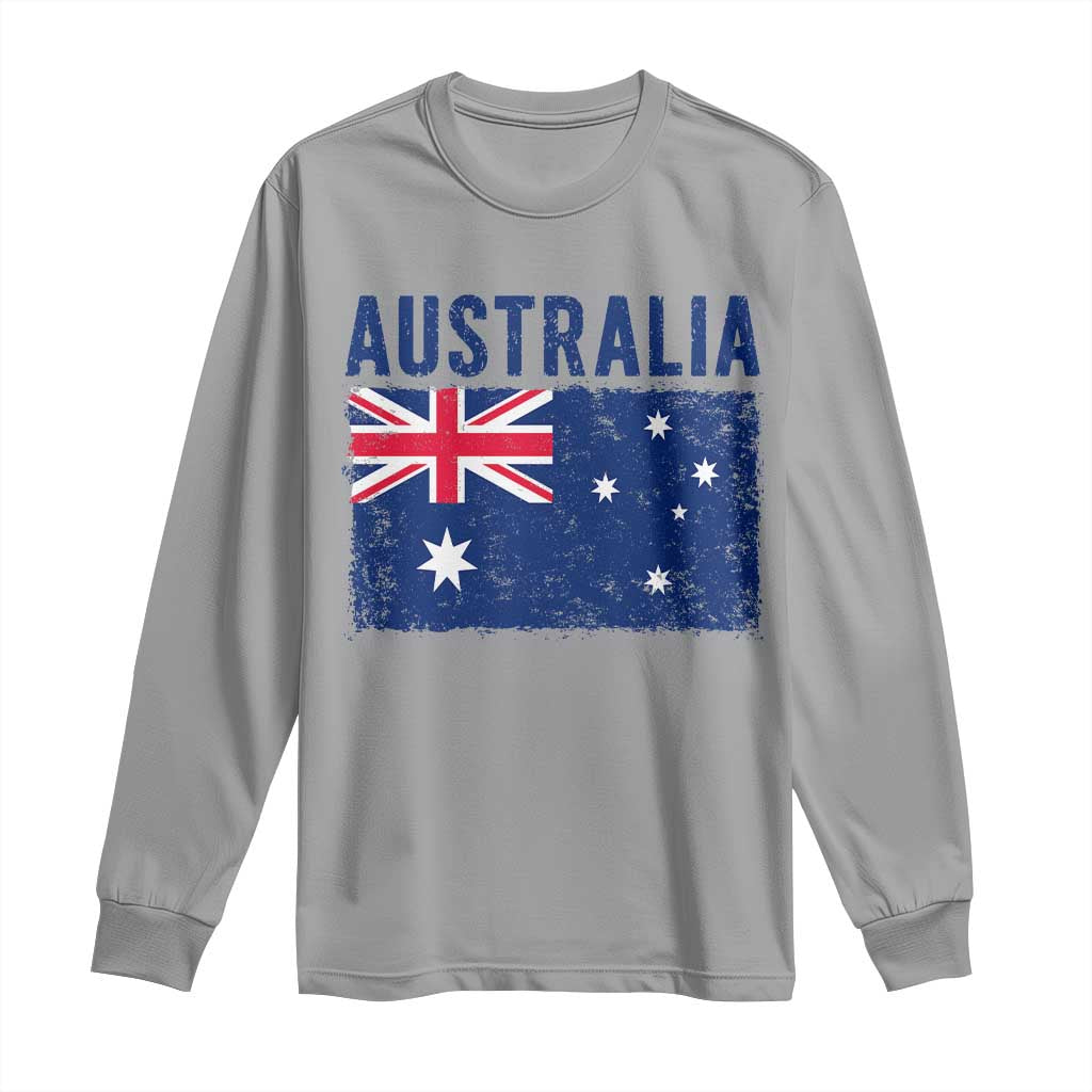 Vintage Australia Flag Long Sleeve Shirt Distressed Patriotic Country Pride Graphic