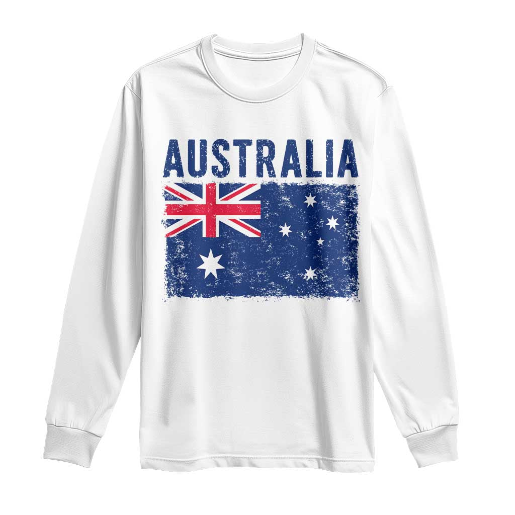Vintage Australia Flag Long Sleeve Shirt Distressed Patriotic Country Pride Graphic