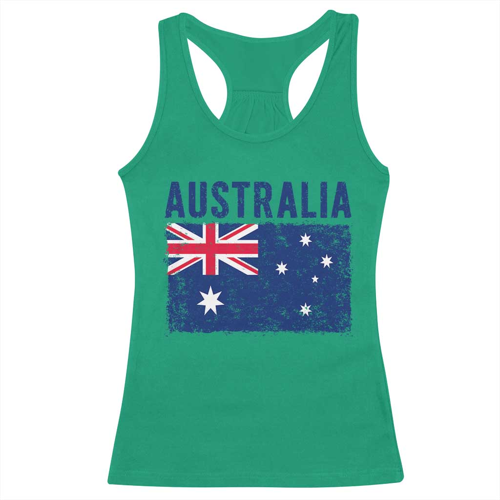 Vintage Australia Flag Racerback Tank Top Distressed Patriotic Country Pride Graphic