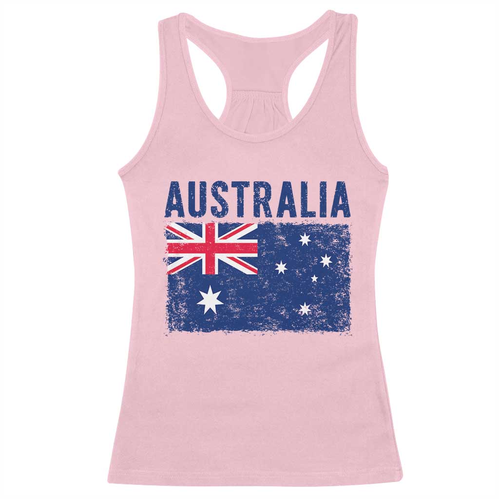 Vintage Australia Flag Racerback Tank Top Distressed Patriotic Country Pride Graphic