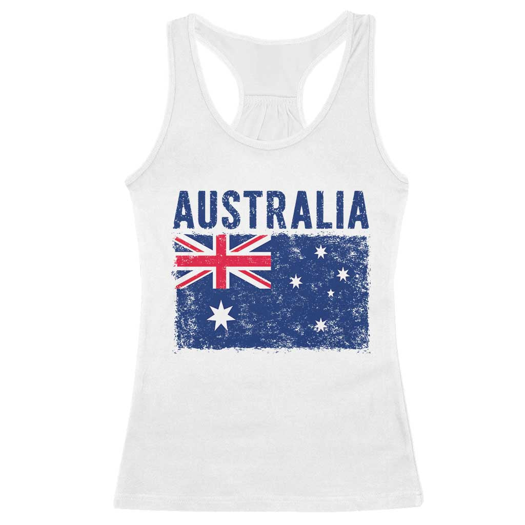 Vintage Australia Flag Racerback Tank Top Distressed Patriotic Country Pride Graphic