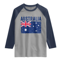 Vintage Australia Flag Raglan Shirt Distressed Patriotic Country Pride Graphic