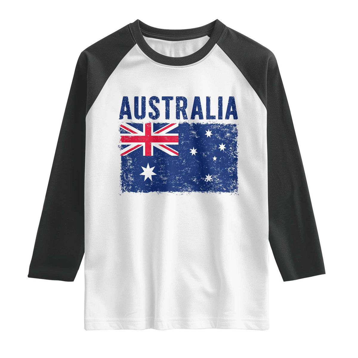 Vintage Australia Flag Raglan Shirt Distressed Patriotic Country Pride Graphic