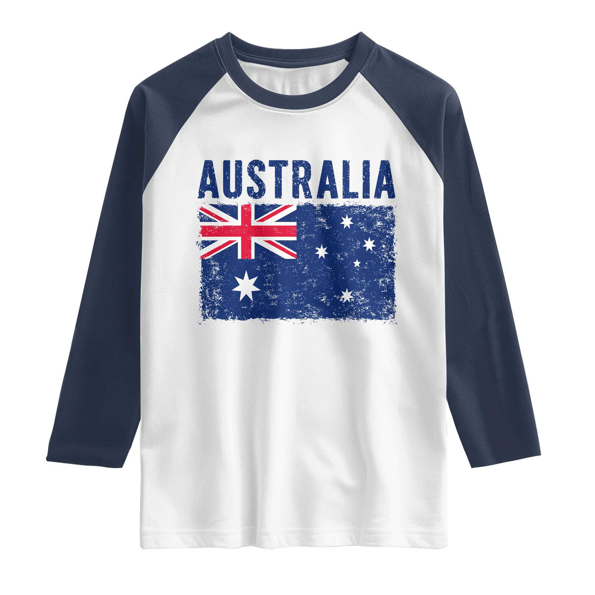Vintage Australia Flag Raglan Shirt Distressed Patriotic Country Pride Graphic