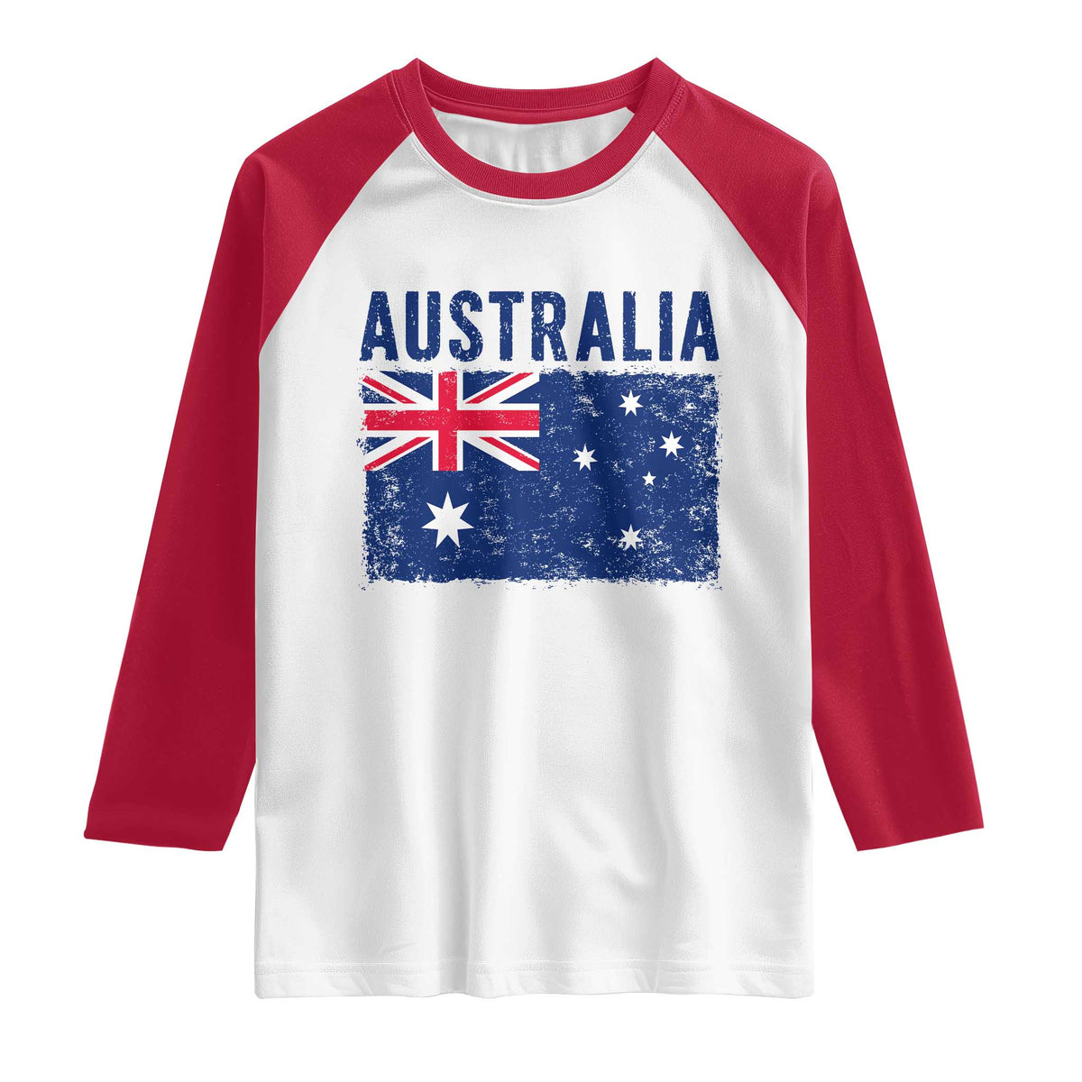 Vintage Australia Flag Raglan Shirt Distressed Patriotic Country Pride Graphic