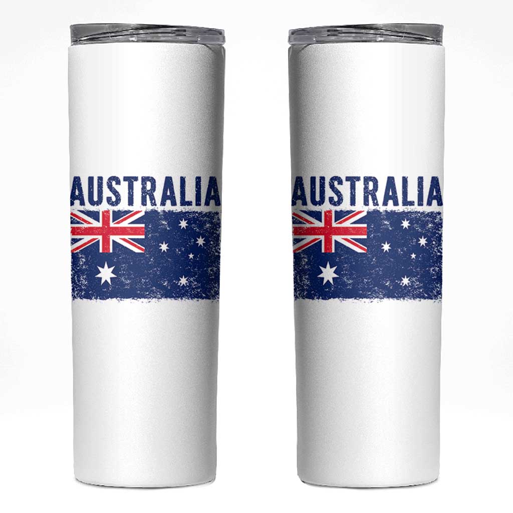 Vintage Australia Flag Skinny Tumbler Distressed Patriotic Country Pride Graphic