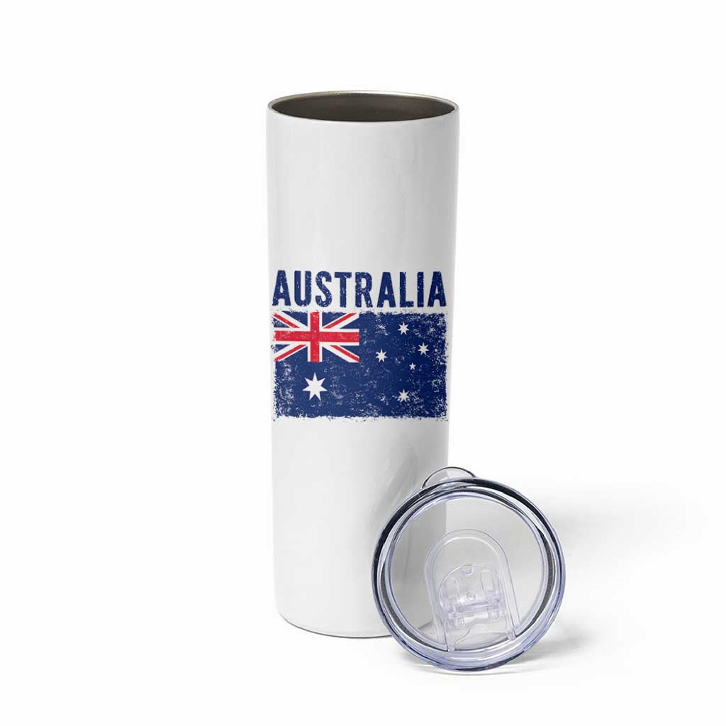 Vintage Australia Flag Skinny Tumbler Distressed Patriotic Country Pride Graphic