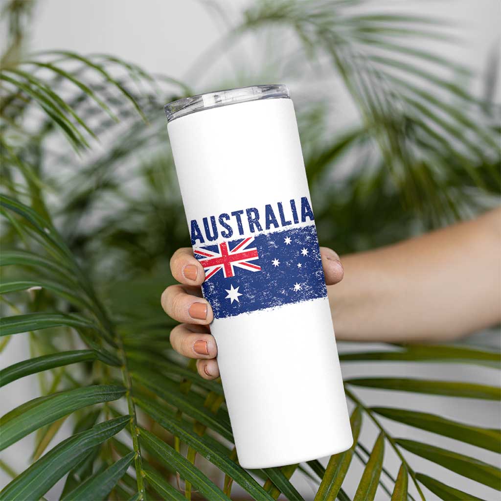 Vintage Australia Flag Skinny Tumbler Distressed Patriotic Country Pride Graphic