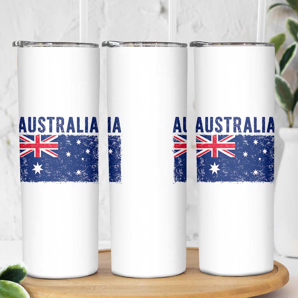 Vintage Australia Flag Skinny Tumbler Distressed Patriotic Country Pride Graphic