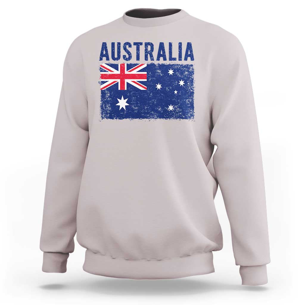 Vintage Australia Flag Sweatshirt Distressed Patriotic Country Pride Graphic