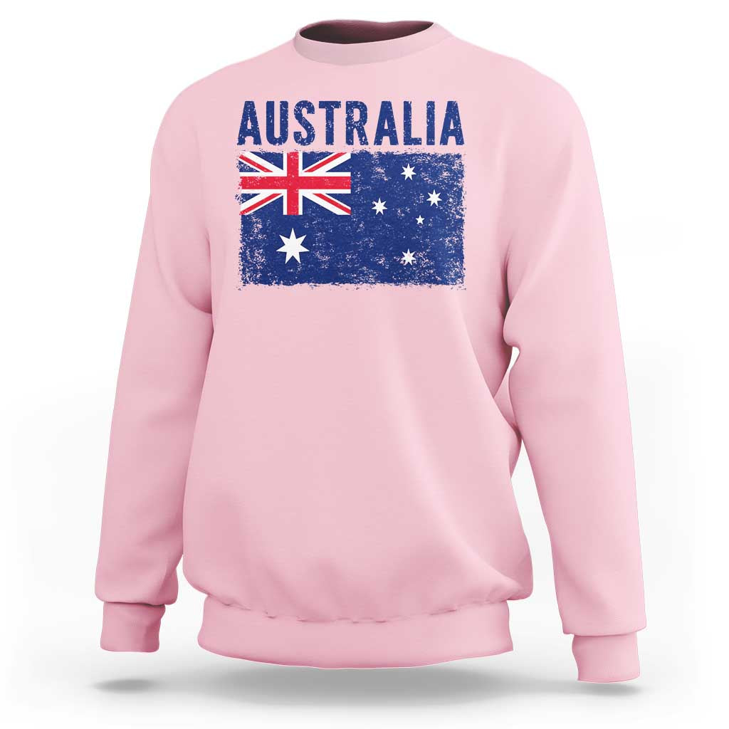 Vintage Australia Flag Sweatshirt Distressed Patriotic Country Pride Graphic