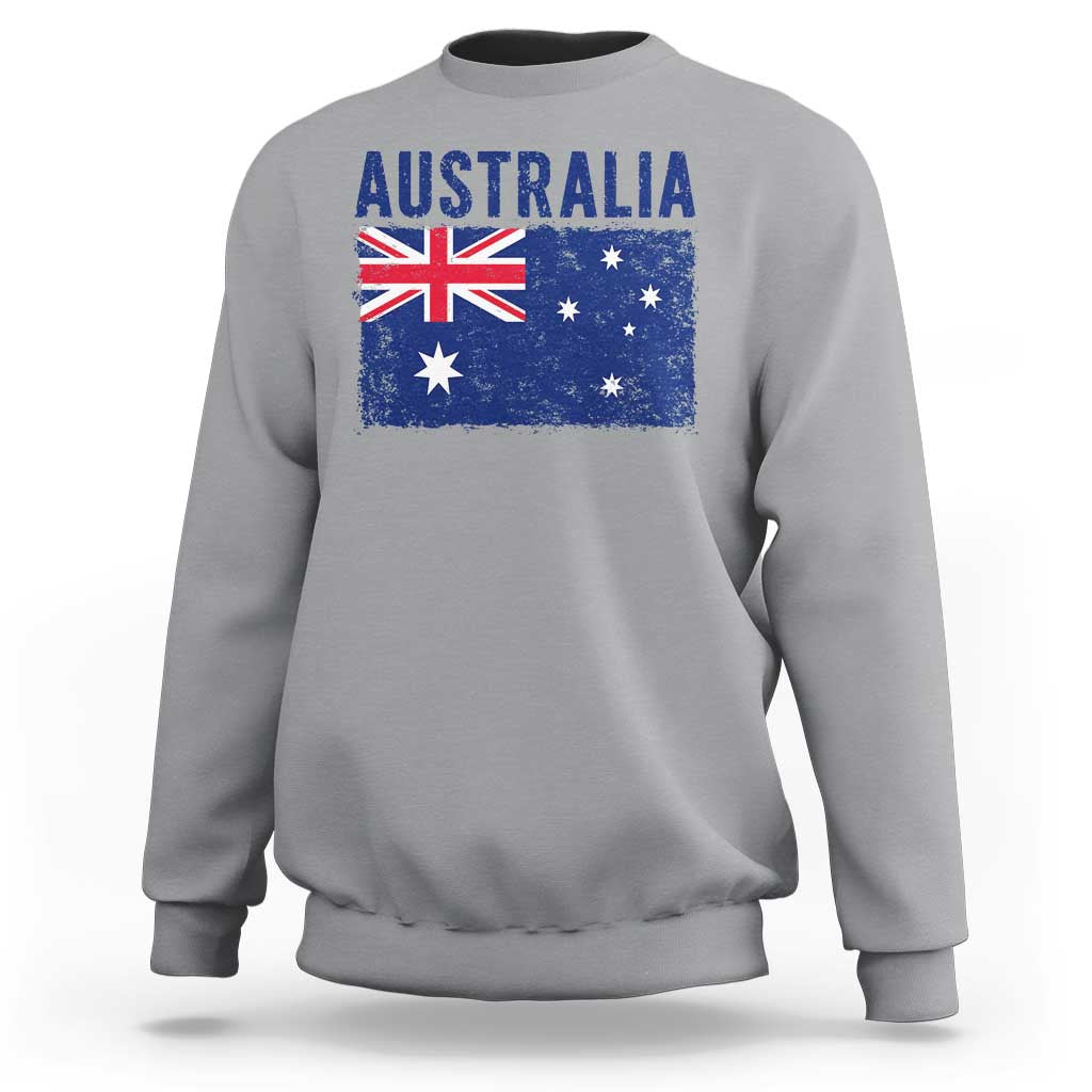Vintage Australia Flag Sweatshirt Distressed Patriotic Country Pride Graphic
