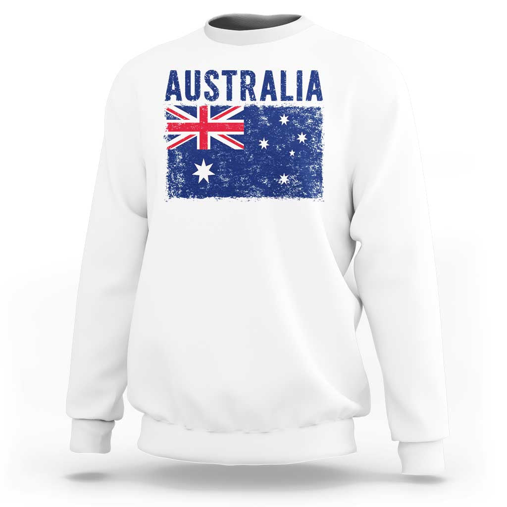 Vintage Australia Flag Sweatshirt Distressed Patriotic Country Pride Graphic