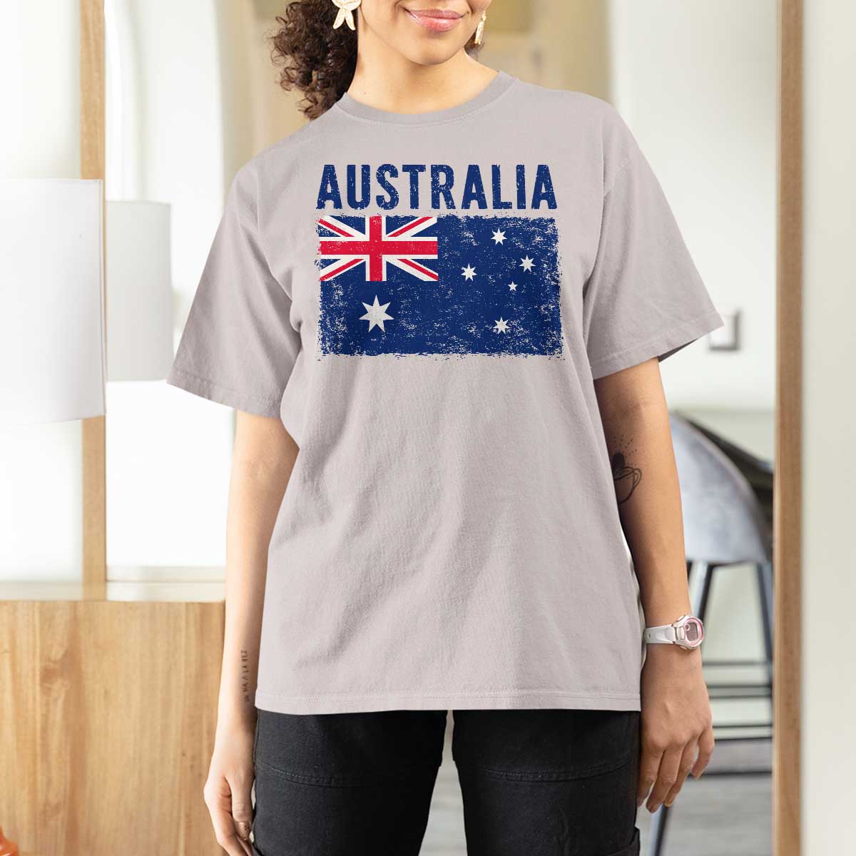 Vintage Australia Flag T Shirt For Women Distressed Patriotic Country Pride Graphic
