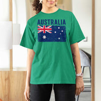 Vintage Australia Flag T Shirt For Women Distressed Patriotic Country Pride Graphic