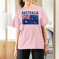 Vintage Australia Flag T Shirt For Women Distressed Patriotic Country Pride Graphic
