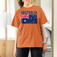 Vintage Australia Flag T Shirt For Women Distressed Patriotic Country Pride Graphic