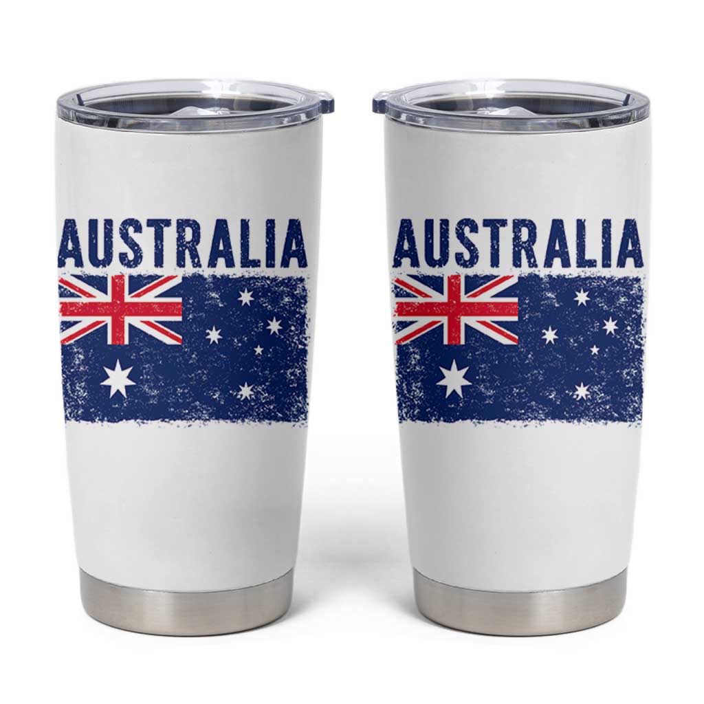 Vintage Australia Flag Tumbler Cup Distressed Patriotic Country Pride Graphic