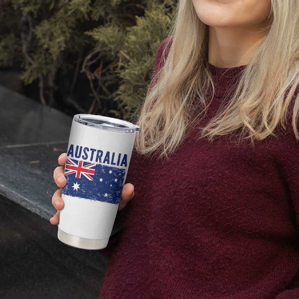Vintage Australia Flag Tumbler Cup Distressed Patriotic Country Pride Graphic