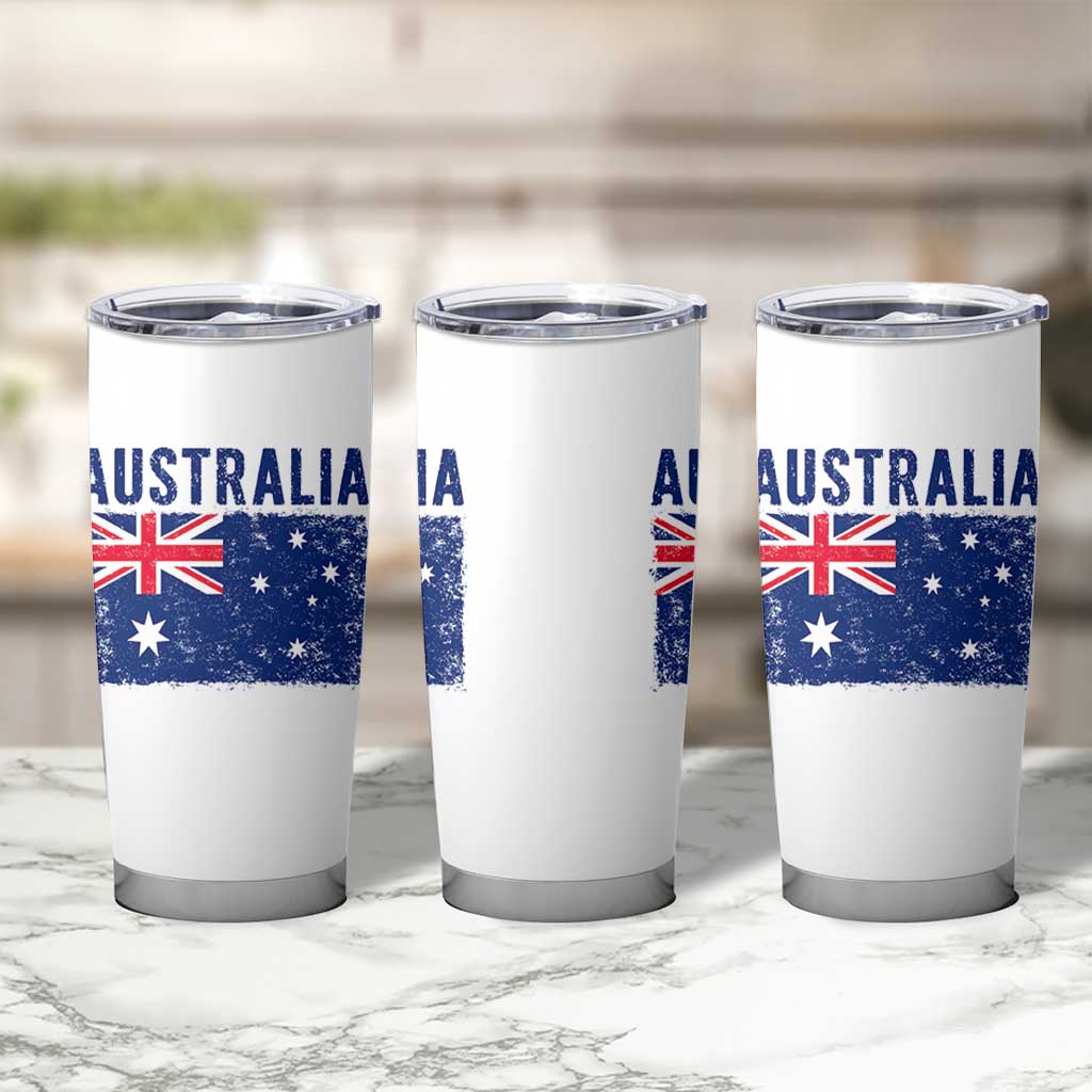 Vintage Australia Flag Tumbler Cup Distressed Patriotic Country Pride Graphic