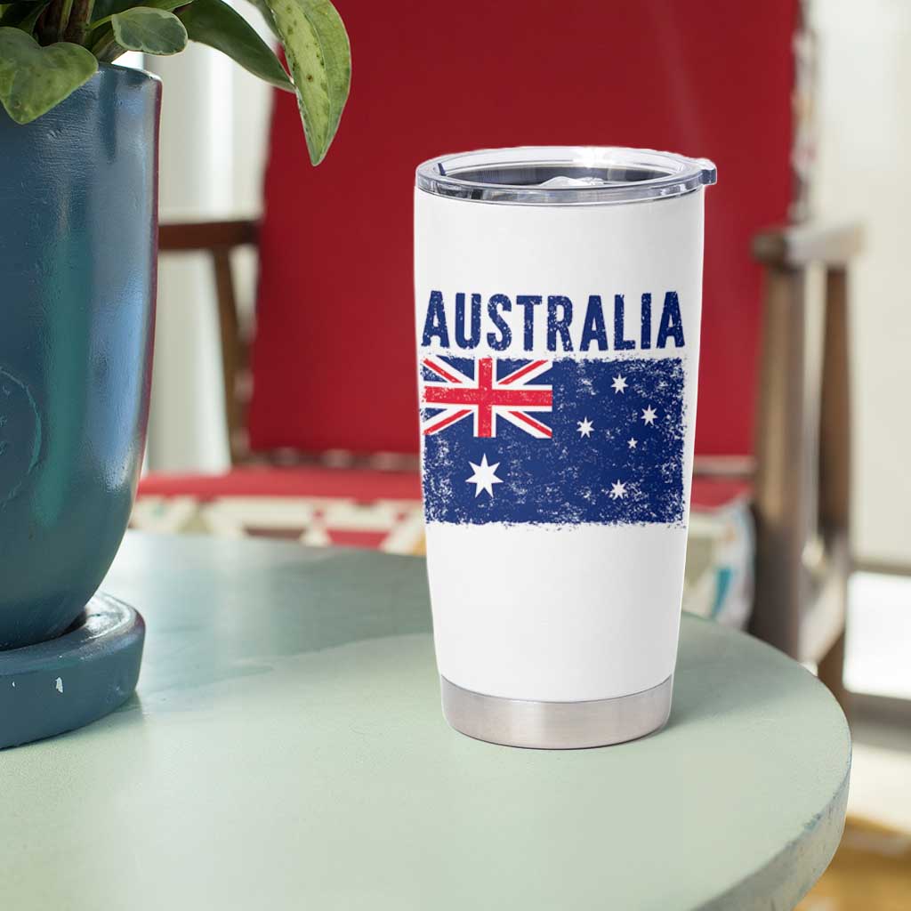 Vintage Australia Flag Tumbler Cup Distressed Patriotic Country Pride Graphic