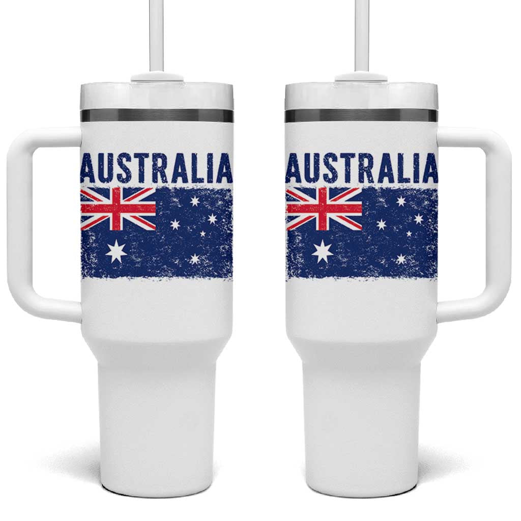 Vintage Australia Flag Tumbler With Handle Distressed Patriotic Country Pride Graphic