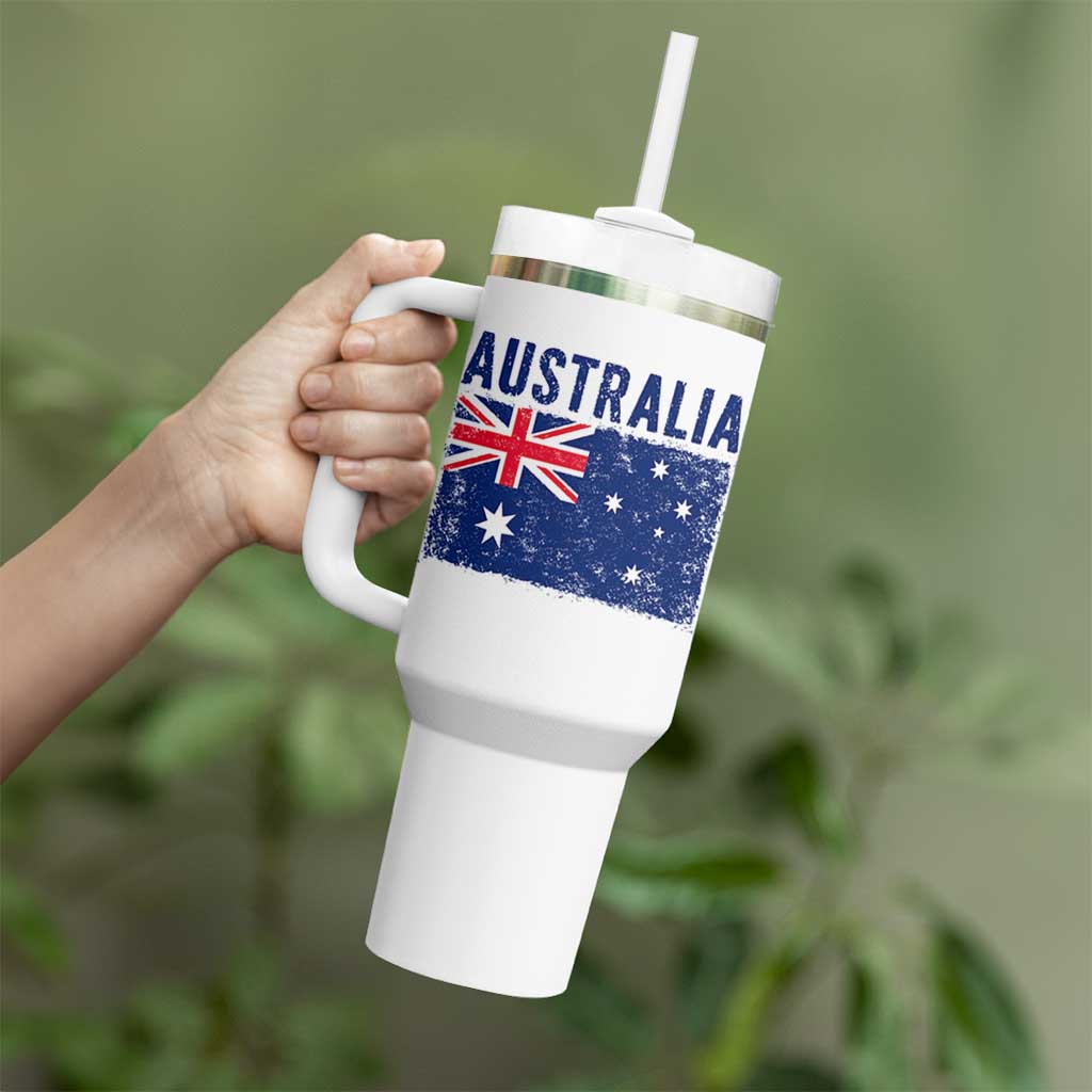 Vintage Australia Flag Tumbler With Handle Distressed Patriotic Country Pride Graphic