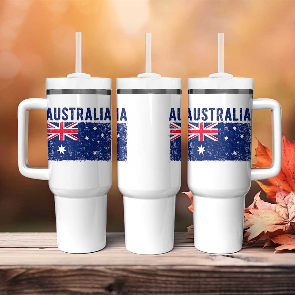 Vintage Australia Flag Tumbler With Handle Distressed Patriotic Country Pride Graphic