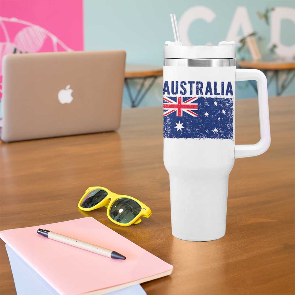 Vintage Australia Flag Tumbler With Handle Distressed Patriotic Country Pride Graphic