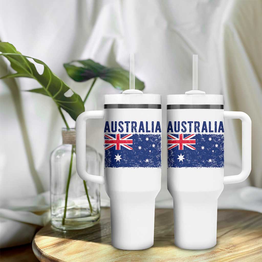 Vintage Australia Flag Tumbler With Handle Distressed Patriotic Country Pride Graphic
