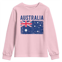 Vintage Australia Flag Youth Sweatshirt Distressed Patriotic Country Pride Graphic
