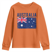 Vintage Australia Flag Youth Sweatshirt Distressed Patriotic Country Pride Graphic