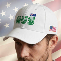 Retro Australia Baseball Cap AUS Green Australian Flag Country Pride Graphic
