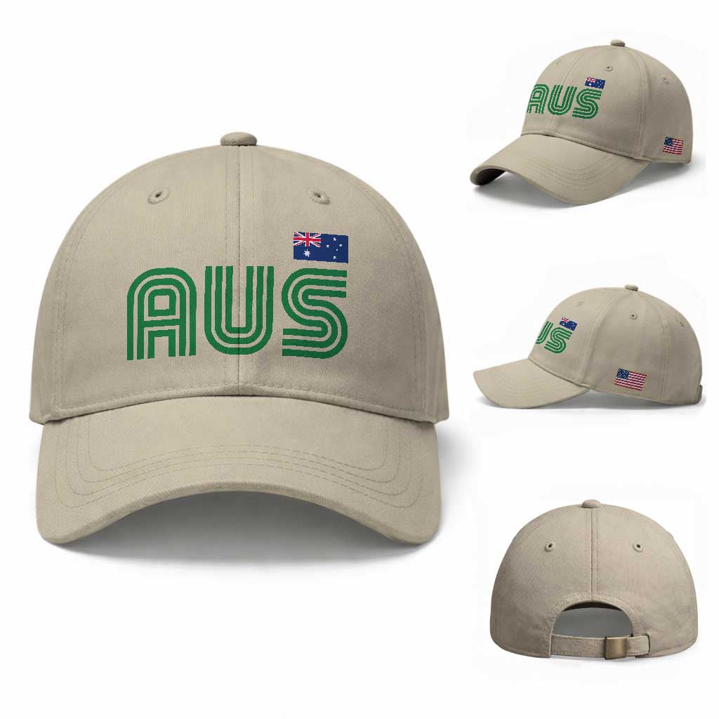 Retro Australia Baseball Cap AUS Green Australian Flag Country Pride Graphic